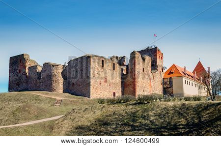 Ruins of the medieval castle in Bauska, Latvia