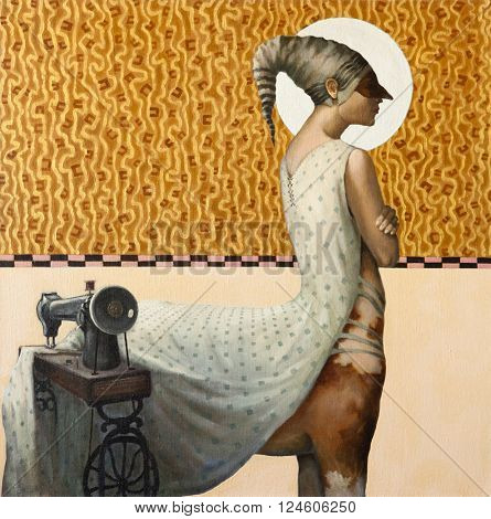 centaur, original oil painting on canvas