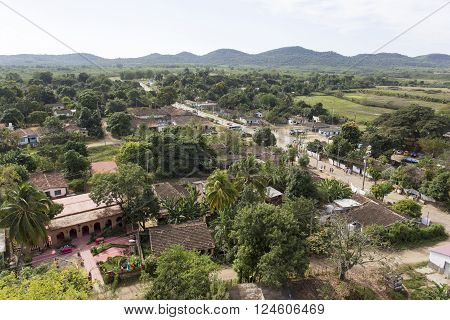 Manaca Iznaga Cuba - January 2 2016: view of the Valle de Los Ingenios from tower