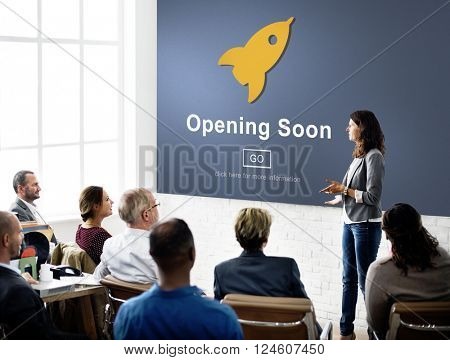 Opening Soon Launch Welcome Advertising Commercial Concept
