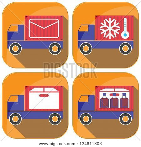 Cargo transportation by road. Style icons and illustration.