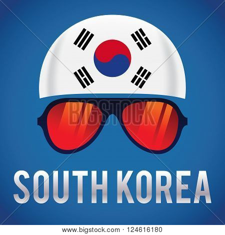 Head band and sunglasses with South Korea insignia vector illustration