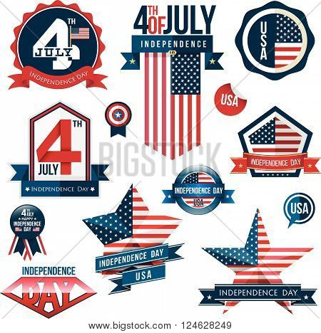 Badge and label set, independence day, vector illustration