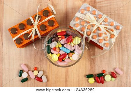 Medical pills and capsules, blisters of tablets or supplements,