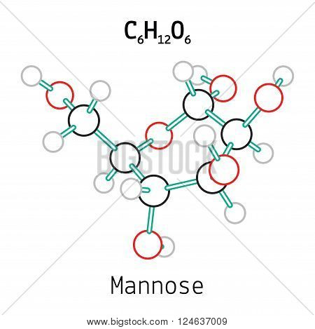 C6H12O6 Mannose 3d molecule isolated on white