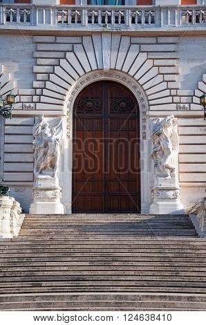 Detail of the Palazzo Montecitorio Rome Italy.