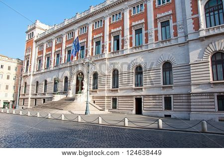 Rear facade of the Palazzo Montecitorio Rome Italy.