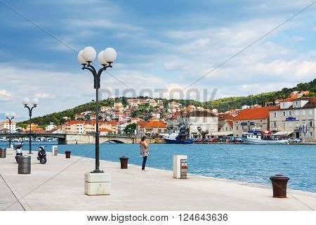 Trogir Croatia JUNE 28 2010: View of marina in Trogir historic town in Croatia