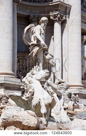 Oceanus in the Trevi Fountain Rome.in the citi