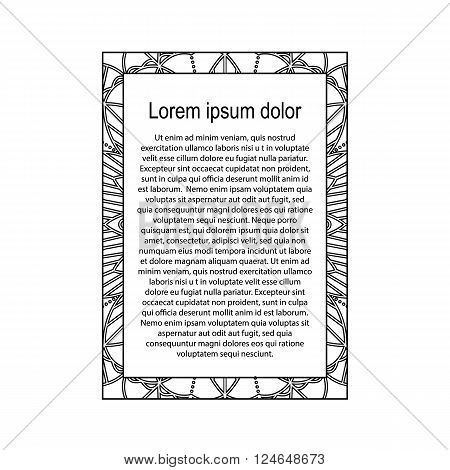 Rectangle black border frame on a white background. geometric ornament. Can be used for decoration and design photo frame menu card scrapbook album. Vector Illustration.