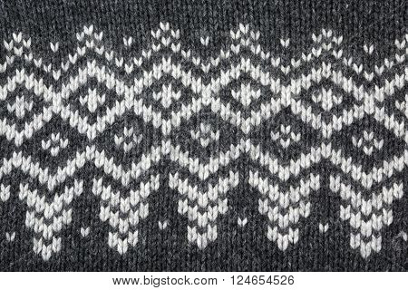 Part Of Grey Knitted Sweater With White Jacquard Ornamnet