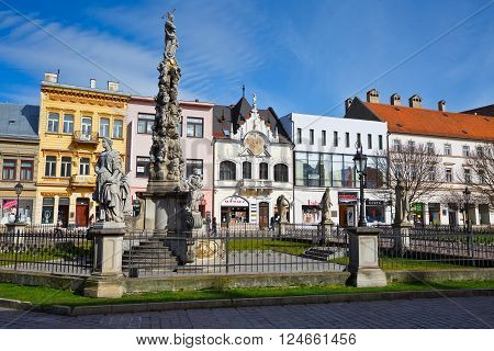 KOSICE, SLOVAKIA- MARCH 19, 2016: Immaculata statue in the main square of Kosice city in eastern Slovakia on  March 19, 2016.