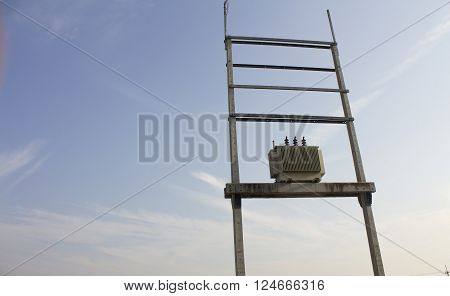 Electric transformer on electric pole energy supply