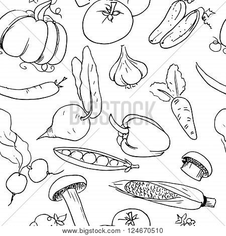 Hand drawn seamless background pattern. Vector stock illustration
