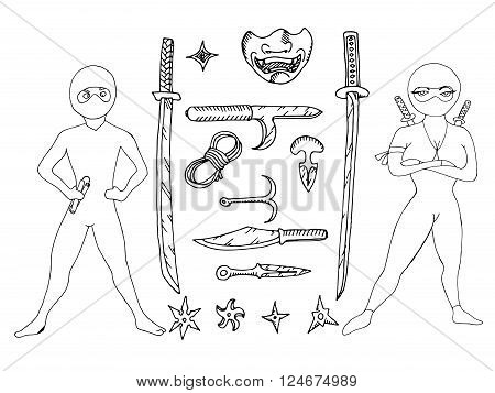Black and white hand drawn vector stock illustration