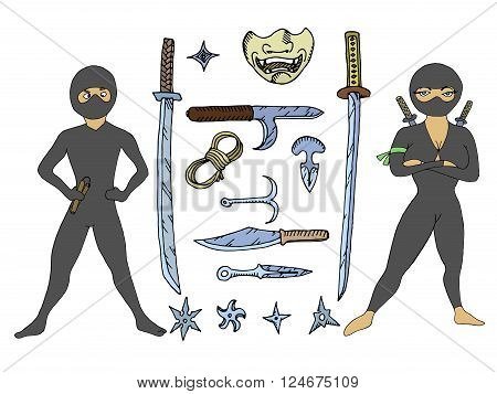 Colorful hand drawn vector stock illustration. Isolated on white