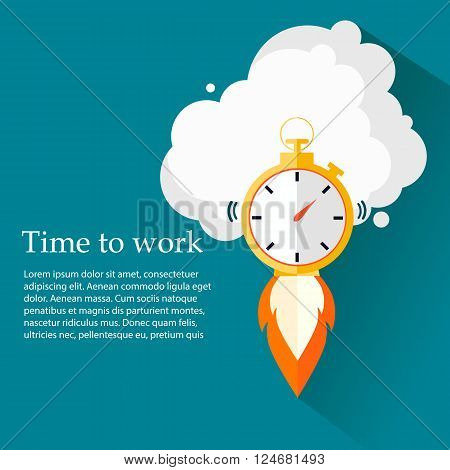 Time to work. Time is running out.Stopwatch soaring up.