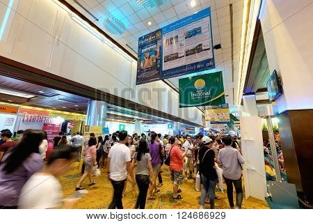 Bangkok Thailand - March 6 2016: Thai Teaw Thai exhibitors at Queen Sirikit National Convention Centre in Bangkok Thailand.