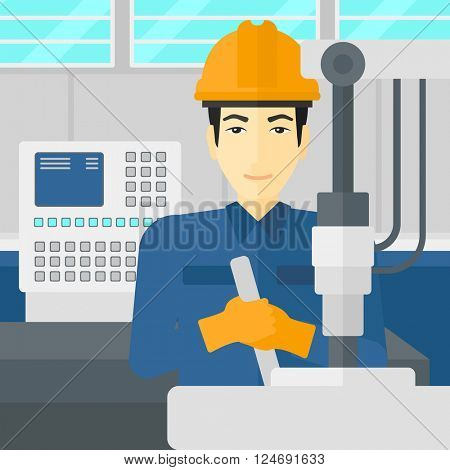Man working with industrial equipment.