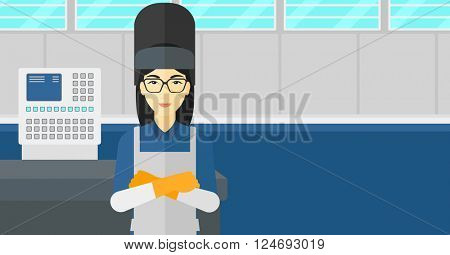 Confident smiling welder.