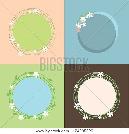 Spring theme colorful set of frames design for postcards, banners, logos, posters.