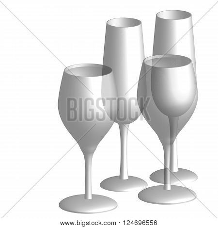 a 3D illustration of four transparent glasses