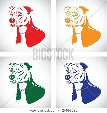 a colour staffordshire terrier dog silhouette set