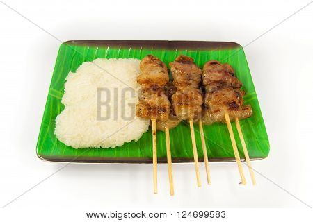 The toast pork on the white background