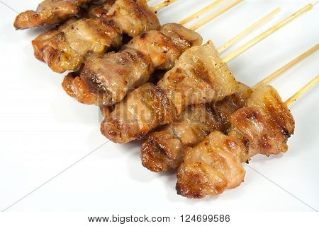 The toast pork on the white background