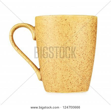original yellow coffee mug, isolated on white background