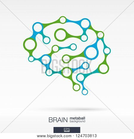 Abstract background with lines and integrated circles. Brain metaball for infographic, business, medical, health, healthcare, social media, technology, network and design concepts. Vector illustration