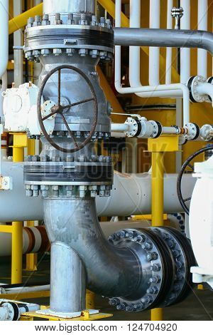 Valves manual in the process. Production process used manual valve to control the system, duplex valve or stainless steel valve in oil and gas process and high quality.