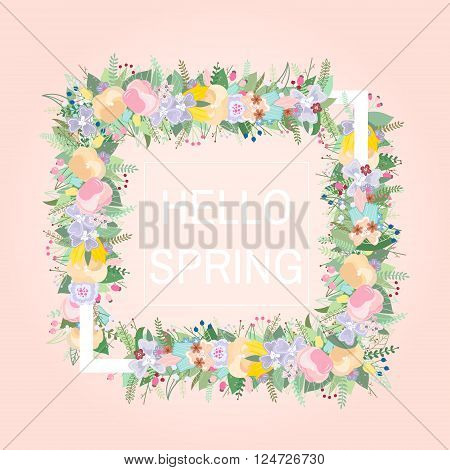 Floral frame with text place. Design for creating card, invitation card for wedding,birthday, etc.Vector illustration