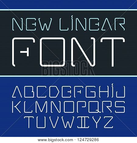 Vector linear font - simple and minimalistic alphabet in line style.