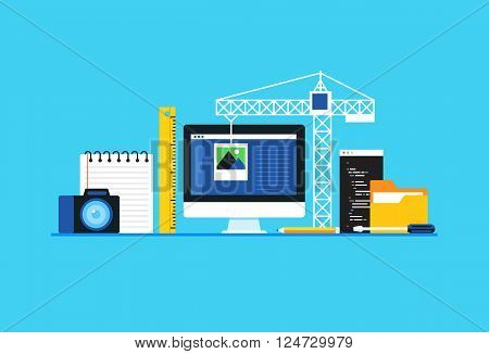 Web development . Flat design modern vector illustration concept.