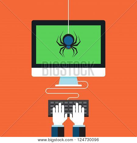 Malware, spyware, Virus attack. Flat design modern vector illustration concept.