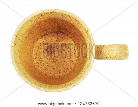 original yellow coffee mug, isolated on white background