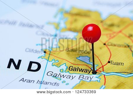 Galway pinned on a map of Ireland