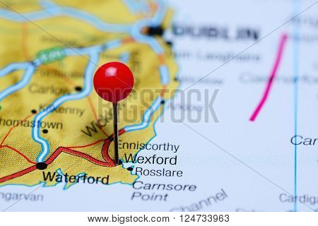 Wexford pinned on a map of Ireland