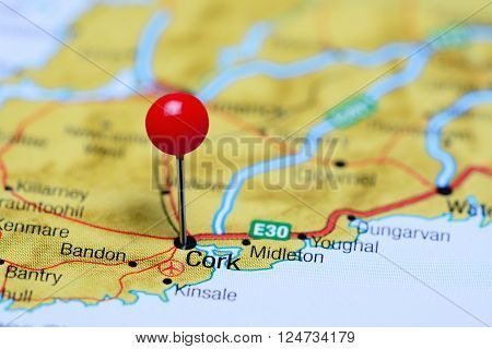 Cork pinned on a map of Ireland
** Note: Shallow depth of field