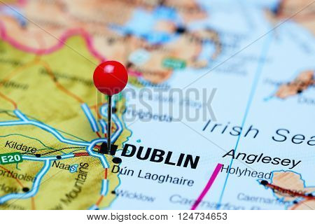 Dublin pinned on a map of Ireland
** Note: Shallow depth of field