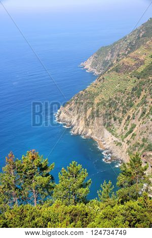 View on the coast of Cinque Terre Italy.