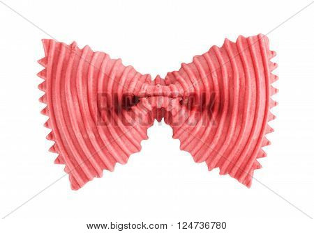 raw red bow-knot pasta, isolated on white background
