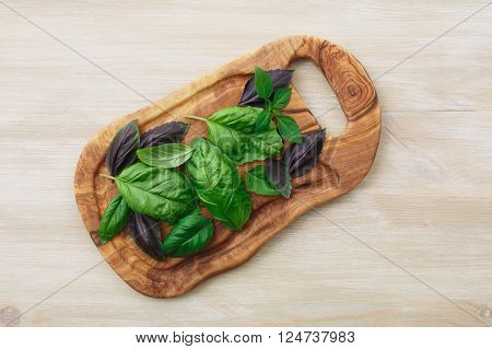 Heirloom Basil On Wooden Table