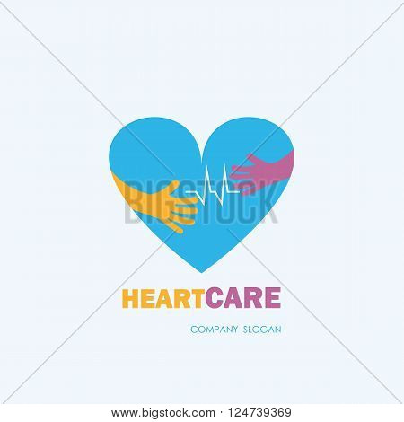 Healthcare & Medical symbol with heart shape.Heart Care logovector logo template.Vector illustration