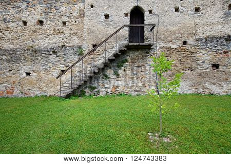 Architectural detail of Calnic Medieval Fortress, Transylvania, Romania - UNESCO heritage landmark