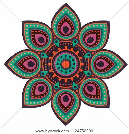 Ugadi and Gudi Padwa The New Year Day vector floral pattern illustration, colorful indian flat background with lines