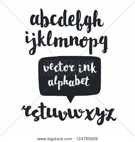 Vector handwritten brush script. Hand drawn alphabet