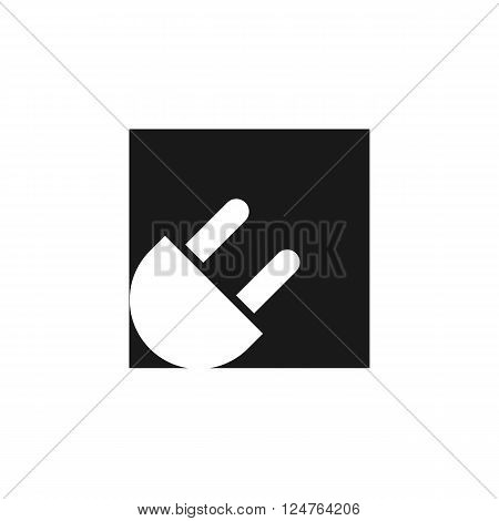 plug electrical network white icon on black isolated background