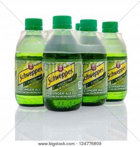 Winneconne, WI - 16 March 2016: Six pack of Schweppes ginger ale on an isolated background.